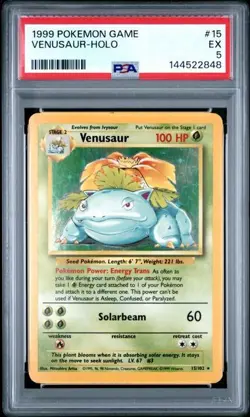 Venusaur 1999 POKEMON BASE SET UNLIMITED #15 15/102 HOLO PSA 5 - Image 1
