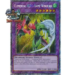 Yugioh 1x Elemental HERO Flame Wingman RA03-EN152 Platinum Secret Rare 1st Ed NM - Image 1