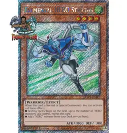 Yugioh! 1x Elemental HERO Stratos RA03-EN177 Platinum Secret Rare NM - Image 1