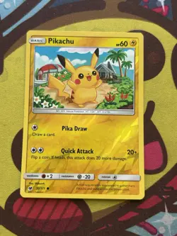 Pokemon Pikachu 30/111 - SM Crimson Invasion - Reverse Holo - Excellent - Image 1