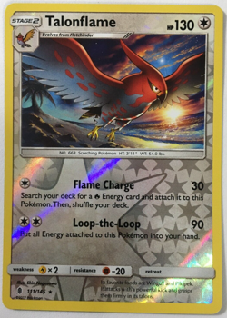 POKEMON TALONFLAME 111/145 GUARDIANS RISING RARE REVERSE HOLO NEAR MINT - Image 1