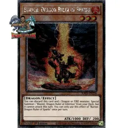 Yugioh! 1x Burner, Dragon Ruler of Sparks RA03-EN256 Platinum Secret Rare NM - Image 1