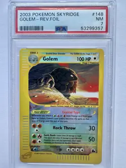 2003 Pokemon Crystal Golem Reverse Holo 148/144 Skyridge PSA 7 NM - Image 1