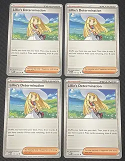 4x Lillie's Determination 119/132 ME01: Mega Evolution Pokemon Playset x4 NM - Image 1