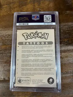 POKEMON 2000 P.M. Merlin Tattoos with Coating CHARIZARD CHARMELEON #8 PSA 7 - Image 2