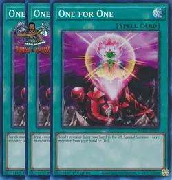 Yugioh! 3x One for One RA03-EN056 Collector's Rare 1st Ed NM - Image 1