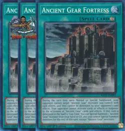 Yugioh! 3x Ancient Gear Fortress RA03-EN062 Collector's Rare 1st Ed NM - Image 1