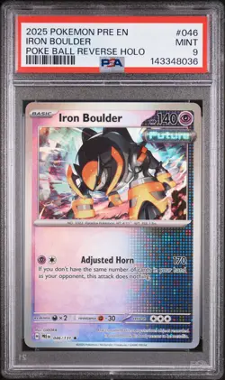 2025 POKEMON PRE EN-PRISMATIC EVOLUTIONS #046 IRON BOULDER PSA 9 - Image 1