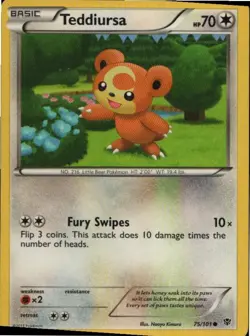 Teddiursa 75/101 Common Plasma Blast Pokemon Lightly Played - Image 1