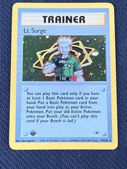 Lt. Surge Trainer NM 17/132 - 1st Edition Holo Gym Heroes Pokemon 2000 WOTC - Image 1