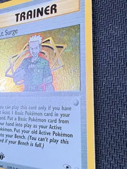 Lt. Surge Trainer NM 17/132 - 1st Edition Holo Gym Heroes Pokemon 2000 WOTC - Image 2