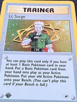 Lt. Surge Trainer NM 17/132 - 1st Edition Holo Gym Heroes Pokemon 2000 WOTC - Image 3