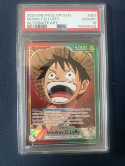 Monkey D Luffy (Alternate Art) OP13 Leader One Piece Carrying on His Will PSA 10 - Image 1
