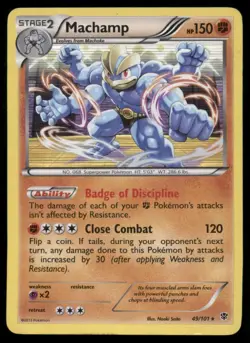 Machamp 49/101 Holo Rare Plasma Blast Pokemon Holo Heavily Played - Image 1