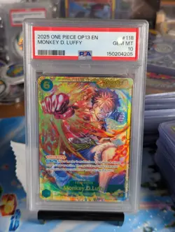 Monkey D. Luffy PSA 10 English One Piece Card OP13-118 Carrying on his Will 2025 - Image 1
