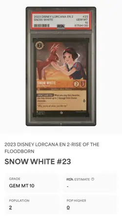 PSA 10 Disney Lorcana: Snow White #23 Non-Foil POP 2! EN2 Gem Mint - Image 3