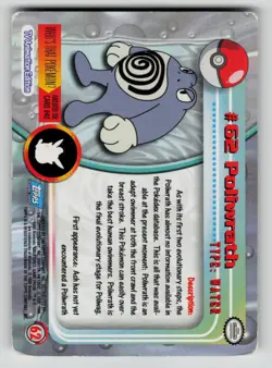 Poliwrath #62 Topps Trading Cards Series 1 Pokemon DMG - Image 2