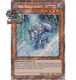 Yugioh! 1x Stream, Dragon Ruler of Droplets RA03-EN255 Platinum Secret Rare NM - Image 1