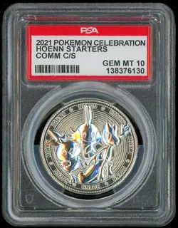 2021 Pokemon Celebration Coin Hoenn Treecko Torchic Mudkip ~ *POP 1 ~ PSA 10 - Image 1