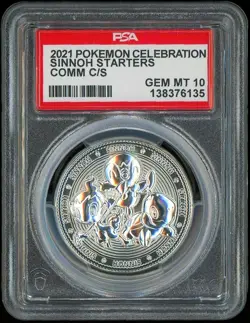 2021 Pokemon Celebration Coin Sinnoh Turtwig Chimchar Piplup ~ *POP 1 ~ PSA 10 - Image 1