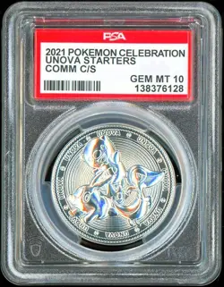 2021 Pokemon Celebration Coin Unova Snivy Tepig Oshawott ~ *POP 1 ~ PSA 10 - Image 1