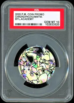 2020 Pokemon Battle Academy Promo Coin Pikachu Mewtwo Charizard ~ PSA 10 GEM - Image 1