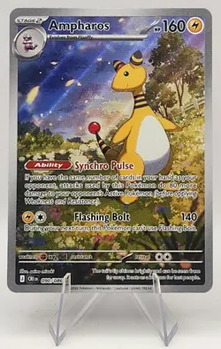 POKEMON AMPHAROS 090/086 ME04 CHAOS RISING ILLUSTRATION RARE HOLO NM IR FRESH - Image 1