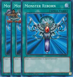 Yugioh! 3x Monster Reborn RA03-EN052 Collector's Rare 1st Ed NM - Image 1