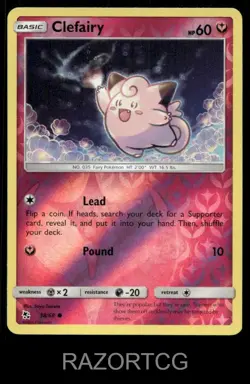 CLEFAIRY 38/68 C HIDDEN FATES POKEMON REVERSE HOLO LP - Image 1