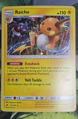 Pokemon TCG - Raichu 41/147 - SM Burning Shadows Cosmos Holo Blister Exclusives - Image 1