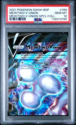 2021 Pokemon SWSH Promo Mewtwo V-Union #SWSH159 PSA 10 - Image 1