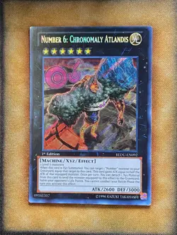 Yugioh Number 6: Chronomaly Atlandis REDU-EN092 Secret Rare 1st Ed LP - Image 1