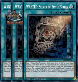 Yugioh! 3x WANTED: Seeker of Sinful Spoils RA03-EN074 Secret Rare 1st Ed NM - Image 1