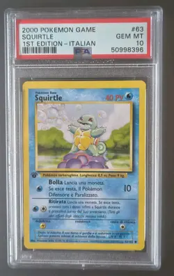 🐢 PSA 10 SQUIRTLE Pokemon 2000 Base Set 64 1st 1a Ed 2000 Italian - Image 1