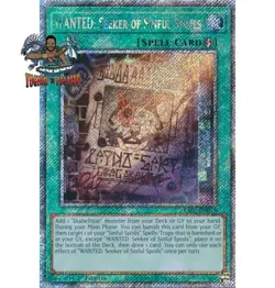 Yugioh! 1x WANTED: Seeker of Sinful Spoils RA03-EN074 Platinum Secret Rare NM - Image 1