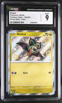Noibat 194/091 Shiny Rare Holo Paldean Fates Pokemon CGC 9 Mint - Image 1