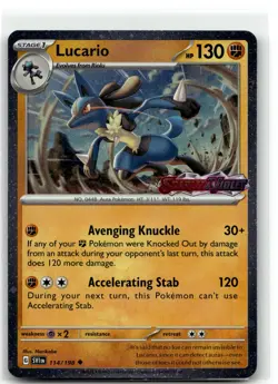 Lucario (Scarlet & Violet Stamp) 114/198 Holo Pokemon NM b6 - Image 1