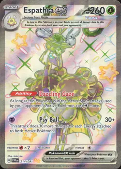 Espathra ex 214/091 Shiny Ultra Rare Paldean Fates Pokemon Near Mint - Image 1