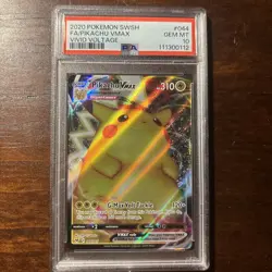 Pokemon Pikachu TCG VMAX Vivid Voltage Holo Ultra Rare Card 044/185 PSA 10 - Image 1