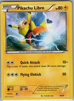 Pikachu Libre 30/30 Holo XY Trainer Kit: Pikachu Libre & Suicune - Pokemon - NM - Image 1