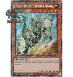 Yugioh! 1x Fossil Dyna Pachycephalo RA03-EN195 Platinum Secret Rare 1st Ed NM - Image 1