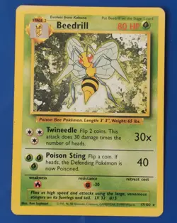 Beedrill - 17/102 - Rare 1999 Wizards Base Set Pokemon Card - Image 1