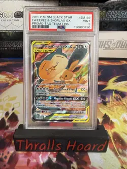 Pokemon TCG Eevee and Snorlax Tag Team GX Black Star Promo SM169 Psa 9 - Image 1