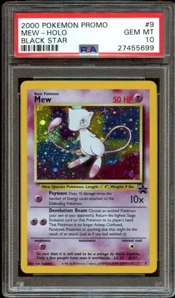 PSA 10 GEM MINT Mew # 9 SWIRL WOTC Black Star HOLO PROMO Pokemon Card - Image 1