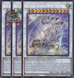 Yugioh! 3x Blue-Eyes Ultimate Spirit Dragon SDWD-EN043 Secret Rare 1st Ed NM - Image 1