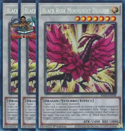 Yugioh! 3x Black Rose Moonlight Dragon RA03-EN038 Collector's Rare 1st Ed NM - Image 1