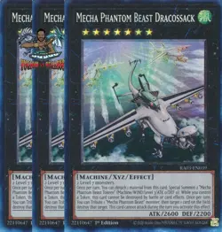 Yugioh! 3x Mecha Phantom Beast Dracossack RA03-EN039 Collector's Rare 1st Ed NM - Image 1