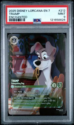 2025 DISNEY LORCANA EN 7-ARCHAZIA'S ISLAND #212 TRAMP - ENTERPRISING DOG PSA 9 - Image 1