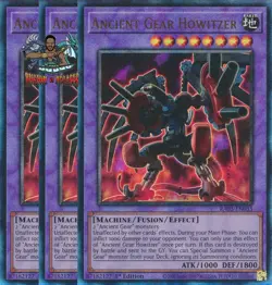Yugioh! 3x Ancient Gear Howitzer RA03-EN035 Ultimate Rare 1st Ed NM - Image 1