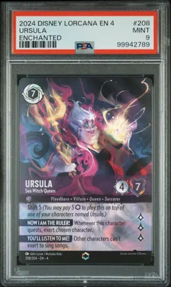 2024 DISNEY LORCANA EN 4-URSULA'S RETURN #208 URSULA - SEA WITCH QUEEN PSA 9 - Image 1